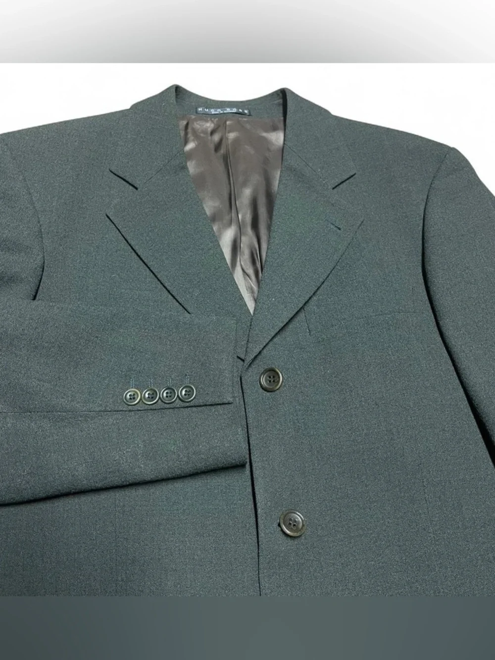 Hugo Boss Blazer Sport Coat Mens 40 R 100% Virgin Wool Dark Green Jacket - Picture 2 of 9